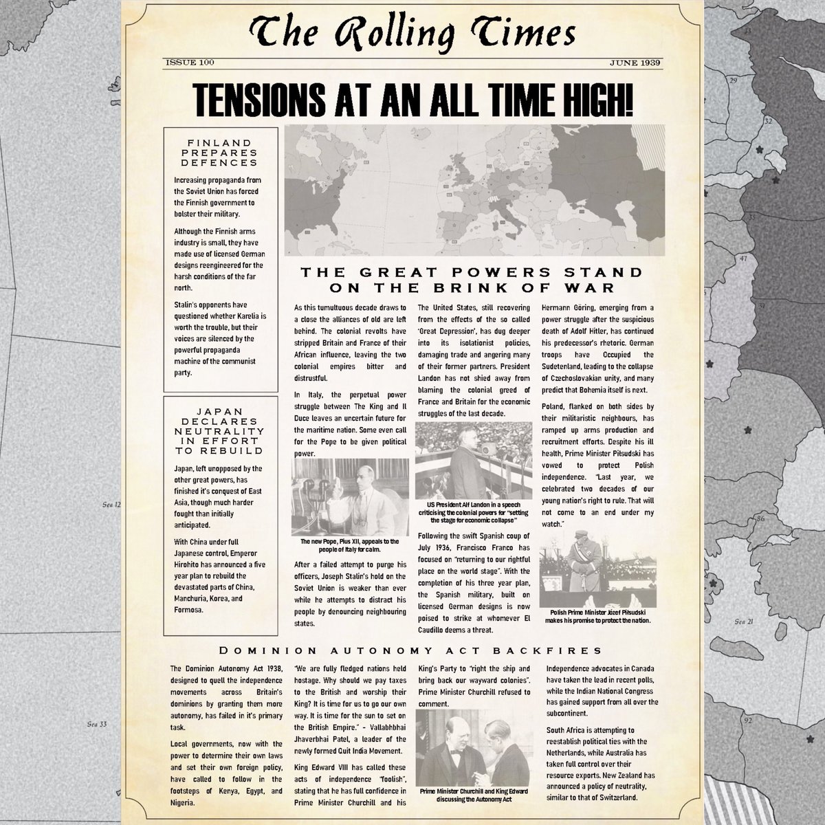 roastandroll's tweet photo. Today we officially launched our Bolt Action Grand Campaign! We have also decided to create a narrative to go alongside the event. Check out the first issue of ‘The Rolling Times’! A newspaper from the alternate history scenario set up for our tabletop simulation of WWII! https://t.co/XVa8khOsj0