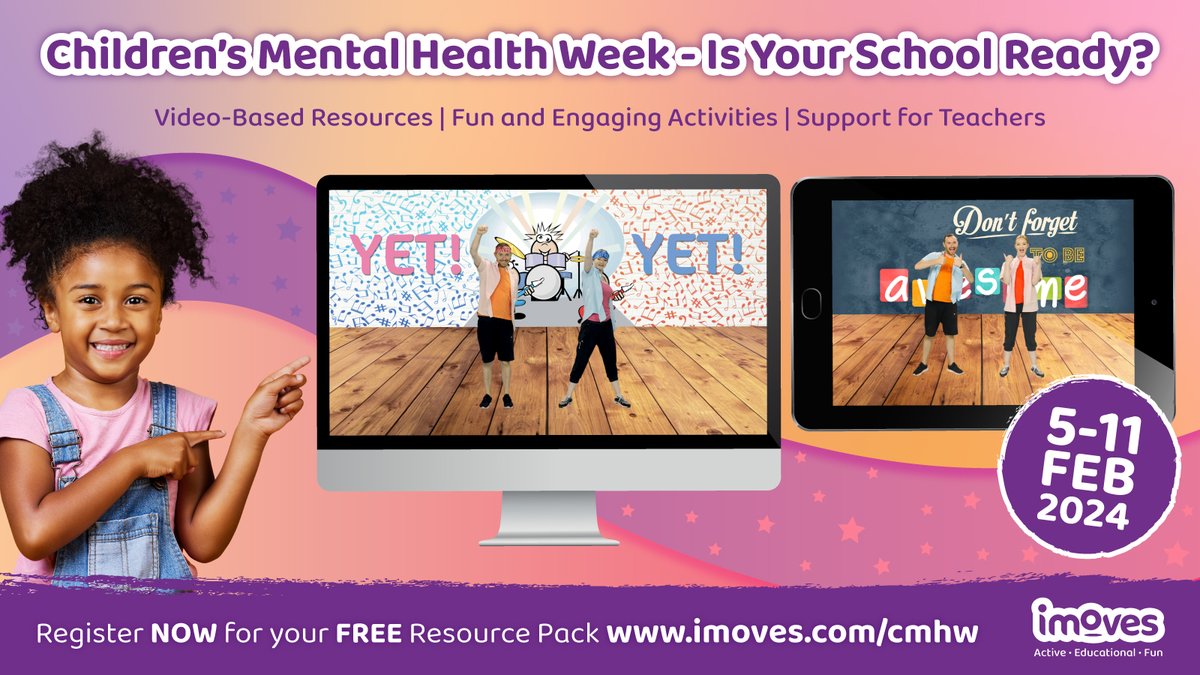 imovesactive's tweet photo. 🌟 Join us in celebrating #ChildrensMentalHealthWeek2024! Empower young minds with valuable resources. Visit https://t.co/jGickJtjUg for your FREE resource pack. Already a member? Check your inbox for a secret link to unlock your resources! 💌 #EducationMatters 💙👦👧 https://t.co/IP4cdjUki4