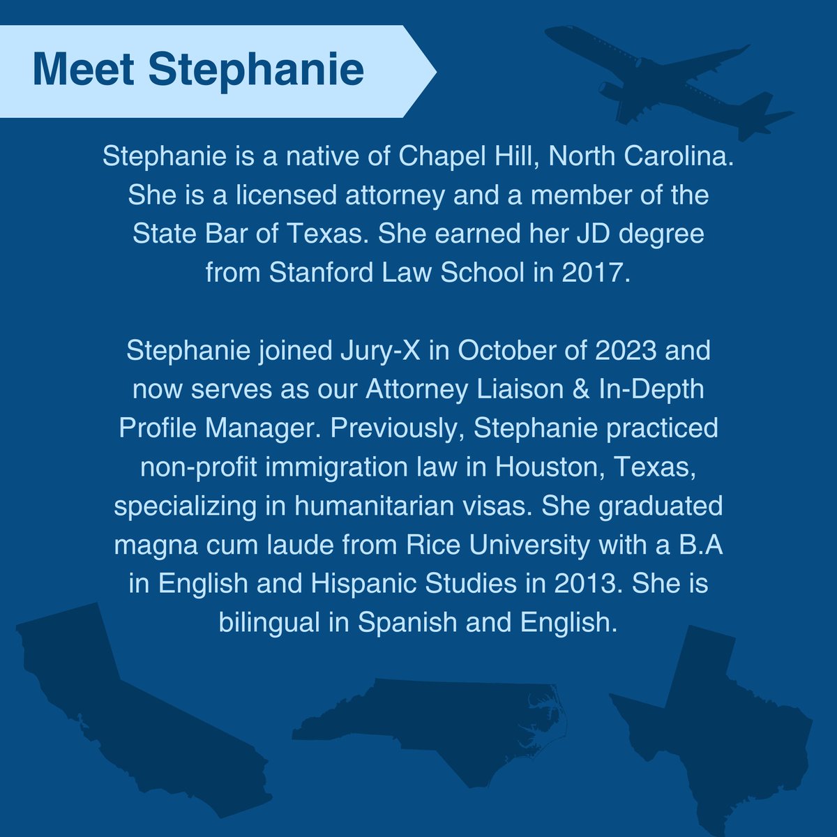 jurytweet's tweet photo. Meet Stephanie, the Recruitment &amp; IDP Manager at Jury-X!

If you would like to know more about Stephanie Gilliam, or any other member of our Core Team here at Jury-X, you can find more information on our website, https://t.co/qqb97kBKQy

#MeetTheTeam #Careers #Law https://t.co/Ee0jNU75yT