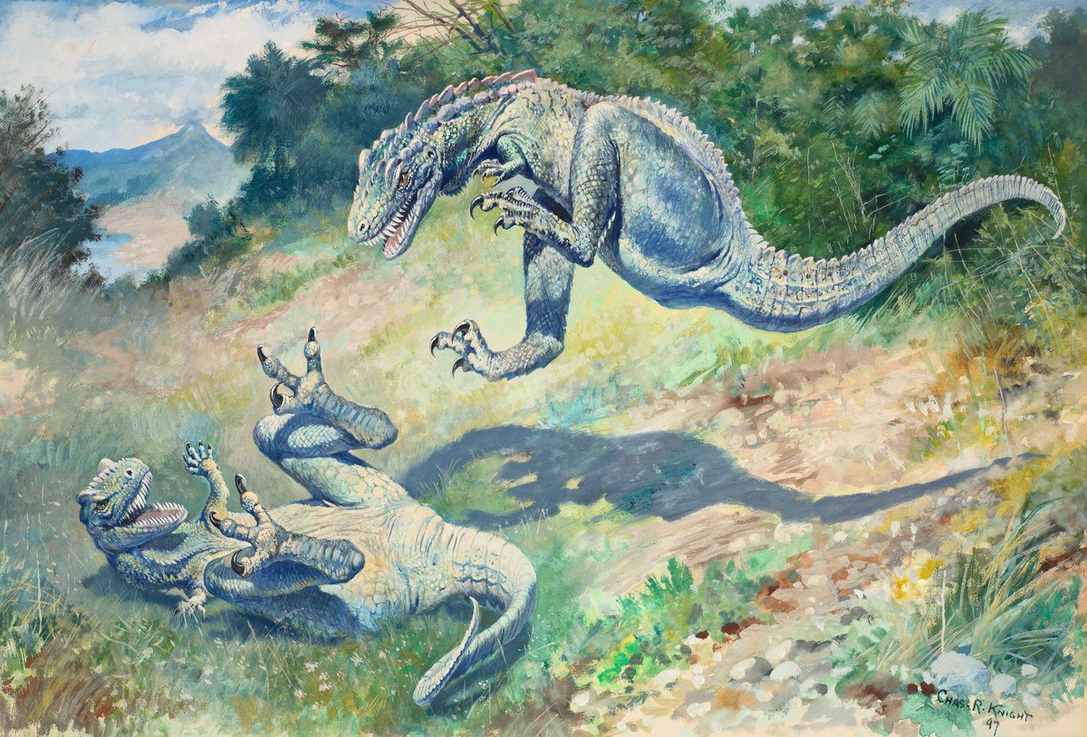ZakariyaAliSher's tweet photo. #LeapingLaelaps by #CharlesRKnight
#dinosaurs #paleontology #art #paleoart #Mesozoic #Dryptosaurus #theropods #reptiles #prehistoric #museums #science #predators https://t.co/ETSZiXhAE6