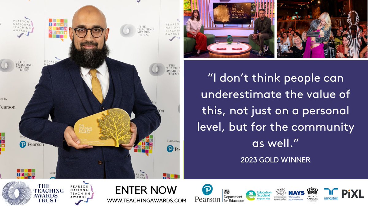 As International Day of Education draws to a close, there’s never been a better time to recognise and celebrate your colleagues in education. Nominate them for the @TeachingAwards and celebrate their achievements on a national stage! hubs.la/Q02hB2ss0 #teachingheroes