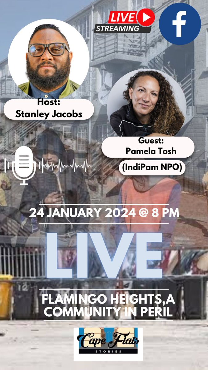 ToshPamela's tweet photo. Going live tonight with Stanley Jacobs, Cape Flats Stories.
https://t.co/LwBHtwgoyB https://t.co/JeEHnyg38l