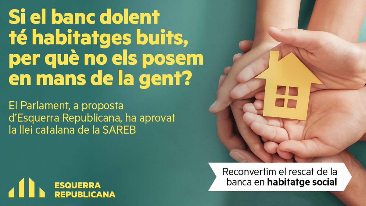 ✅Primer pas per retornar els habitatge del banc dolent a la gent🏡

El Parlament, a proposta d’<a href="/Esquerra_ERC/">Esquerra Republicana</a>, ha aprovat la llei catalana de la SAREB

🧵Què diu?👇