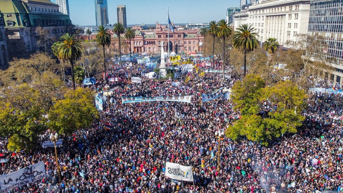 Buenos Aires has been shut down by a one-day mass strike after Milei devalued the peso by 50% and his “shock therapy” austerity program caused disastrous prices increases. He threatened to dock the pay of public employees who attend — it doesn’t look to be working.
