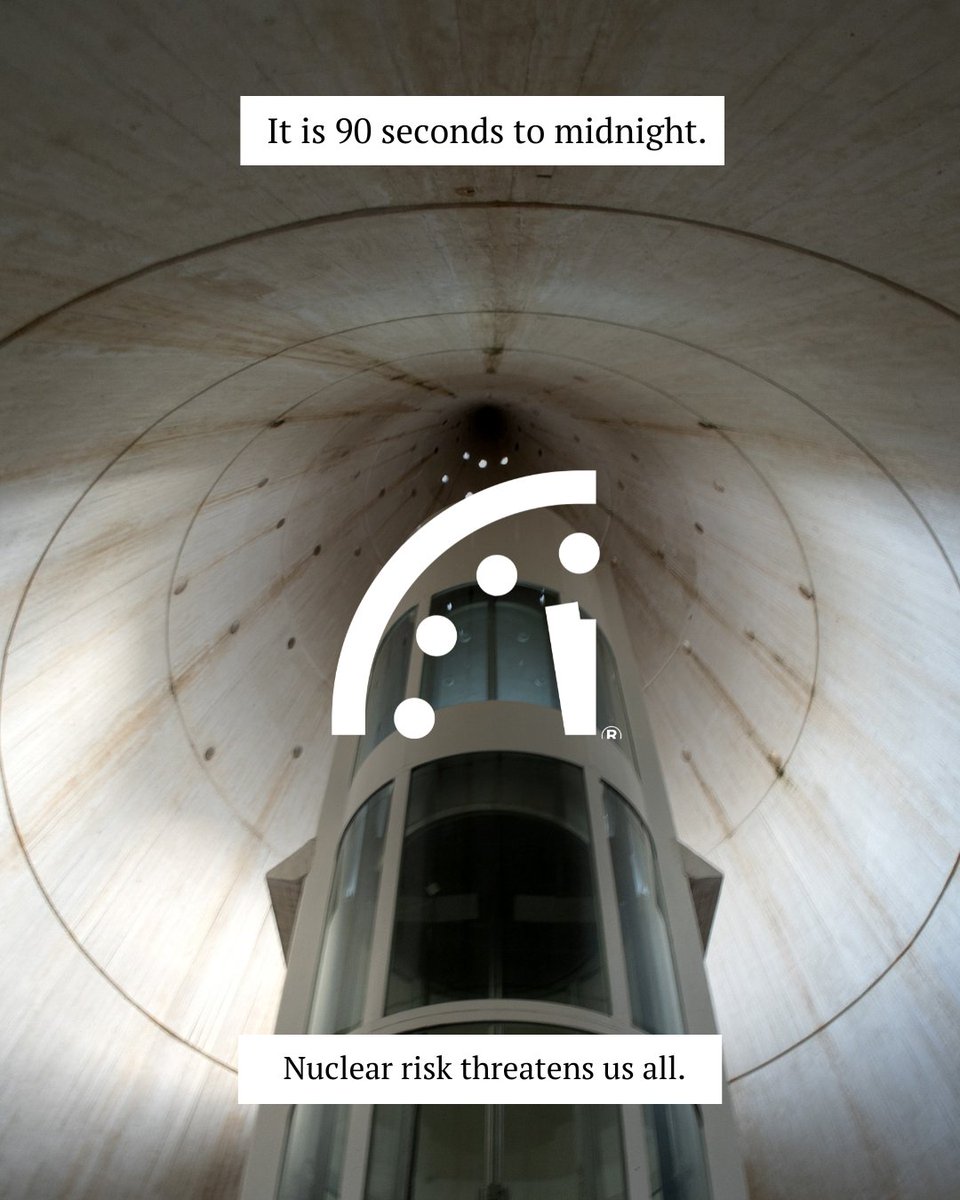 'An undiminished nuclear threat and a new arms race.' Read the nuclear spotlight from the 2024 #DoomsdayClock announcement: bit.ly/3Oe6sT9 It is still 90 seconds to midnight.