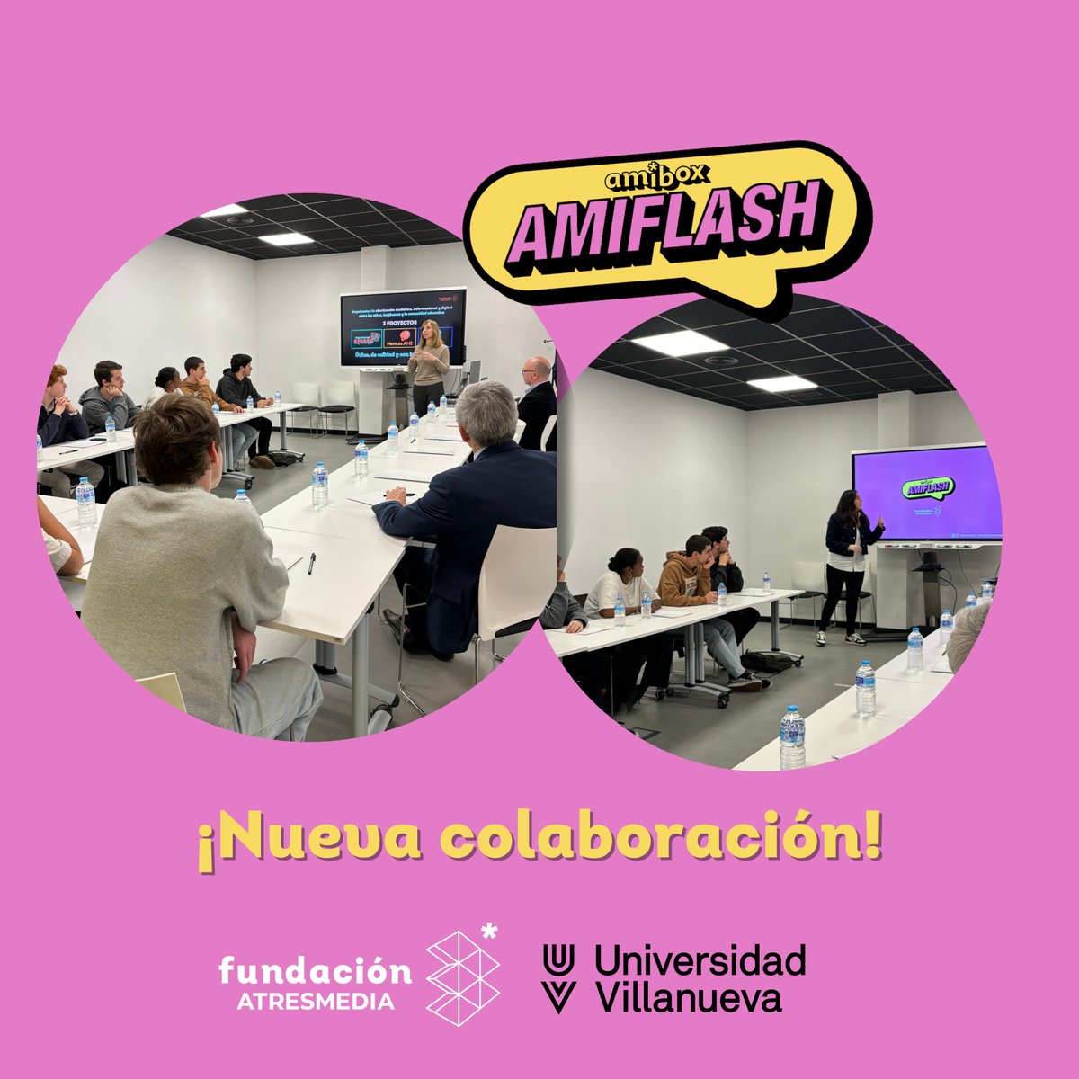atresamibox's tweet photo. ¡Empezamos una nueva colaboración! 🌟
A partir de ahora, la @Univ_Villanueva participará en el proyecto #Amibox, sumándose a #Amiflash
👉Hoy sus alumnos han visitado a nuestras instalaciones para conocer más a fondo el proyecto https://t.co/1ZAWvvrijk