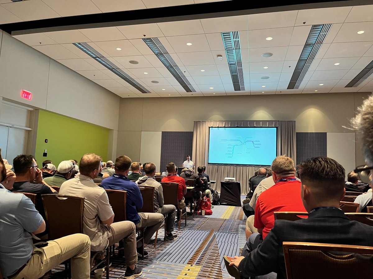 Mike_Caprio's tweet photo. Aaron Hathaway’s presentation on "The ABCs of PGRs for Turfgrass" was a huge success at the @FieldExperts 35th Annual Conference in Daytona. The session saw a packed room of attendees eager to learn about the topic. @NufarmUSTurf #Anuew and #AnuewEZ were also highlighted during the presentation. Great job @Turficidal #SFMAConference #Turfgrass #PGRs
