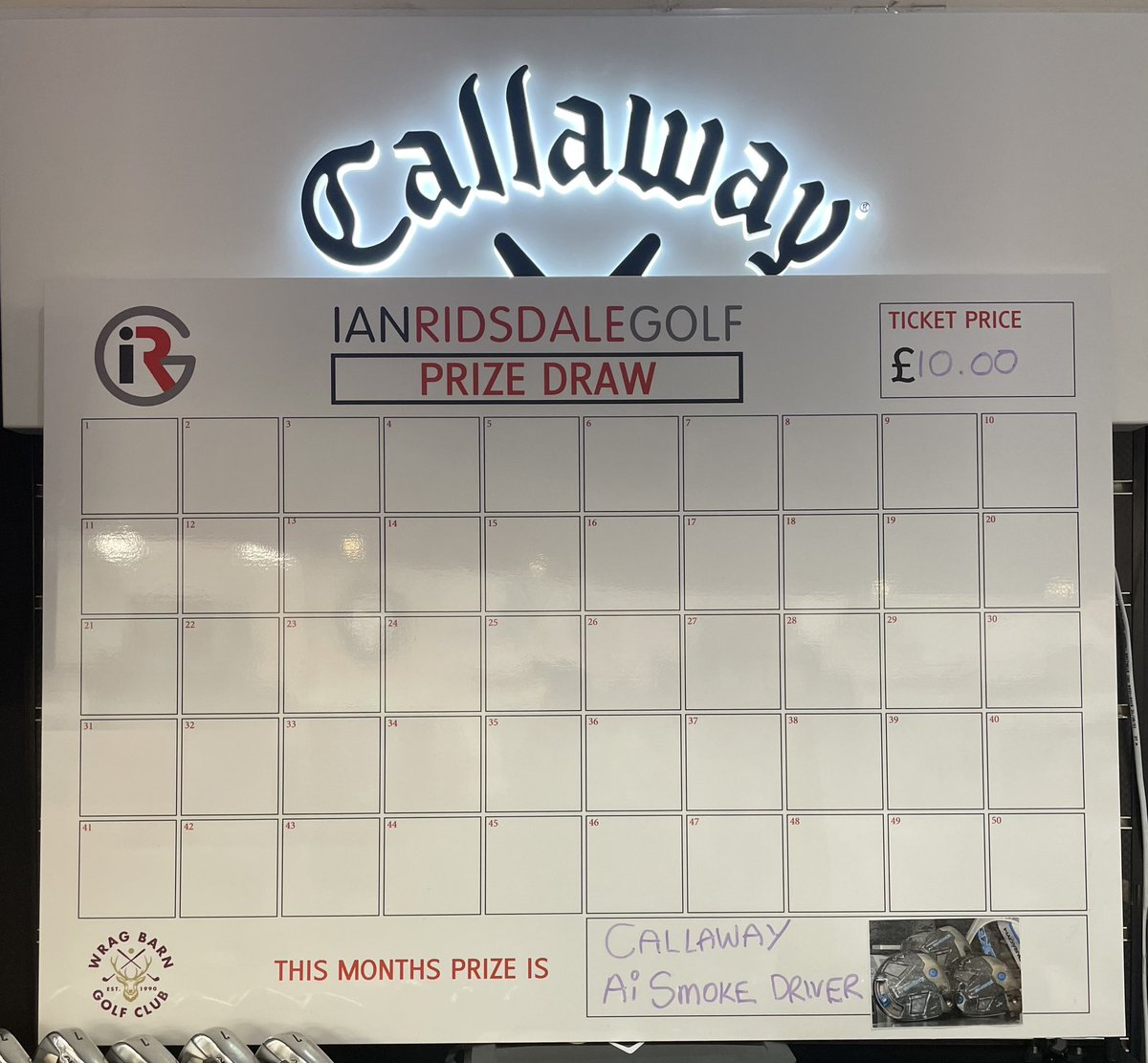 🚨🚨🚨🚨IT’S BACK 🚨🚨🚨🚨
Monthly Prize Draw returns instore here @WragBarn £10 a Ticket 🎫 Winner gets a fully fitted @CallawayGolfEU Ai Smoke Driver Get in and get your favourite number. Once it’s full it will be drawn and a Winner will be found! 
#golf #customfitting #Aismoke