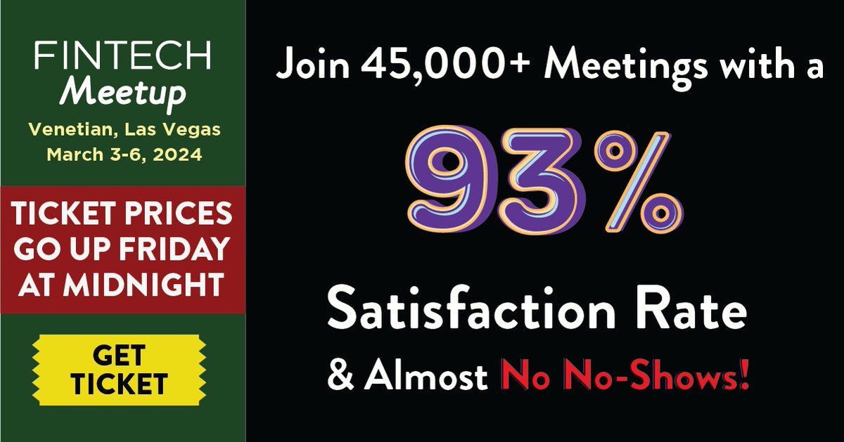 Prepare to be blown away at @FintechMeetup with 45,000+ tech-enabled meetings designed to mobilize the entire #fintech industry. It's the world's largest #fintech meetings program built to catalyze the next wave of partnership, commercial, product and funding opportunities. With…