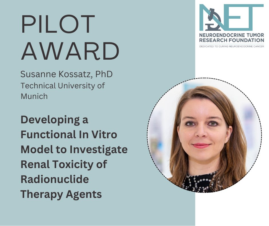 NET Research Foundation (@curenets) on Twitter photo Dr. Kossatz is an assistant professor of nuclear medicine <a href="/TU_Muenchen/">TU München</a>. This is her second NETRF award: "We aim to establish a new cell-based technology that could accelerate discovery and optimization of radiopharmaceuticals for NET treatment. (1/3) Dr. Kossatz is an assistant professor of nuclear medicine <a href="/TU_Muenchen/">TU München</a>. This is her second NETRF award: "We aim to establish a new cell-based technology that could accelerate discovery and optimization of radiopharmaceuticals for NET treatment. (1/3)
