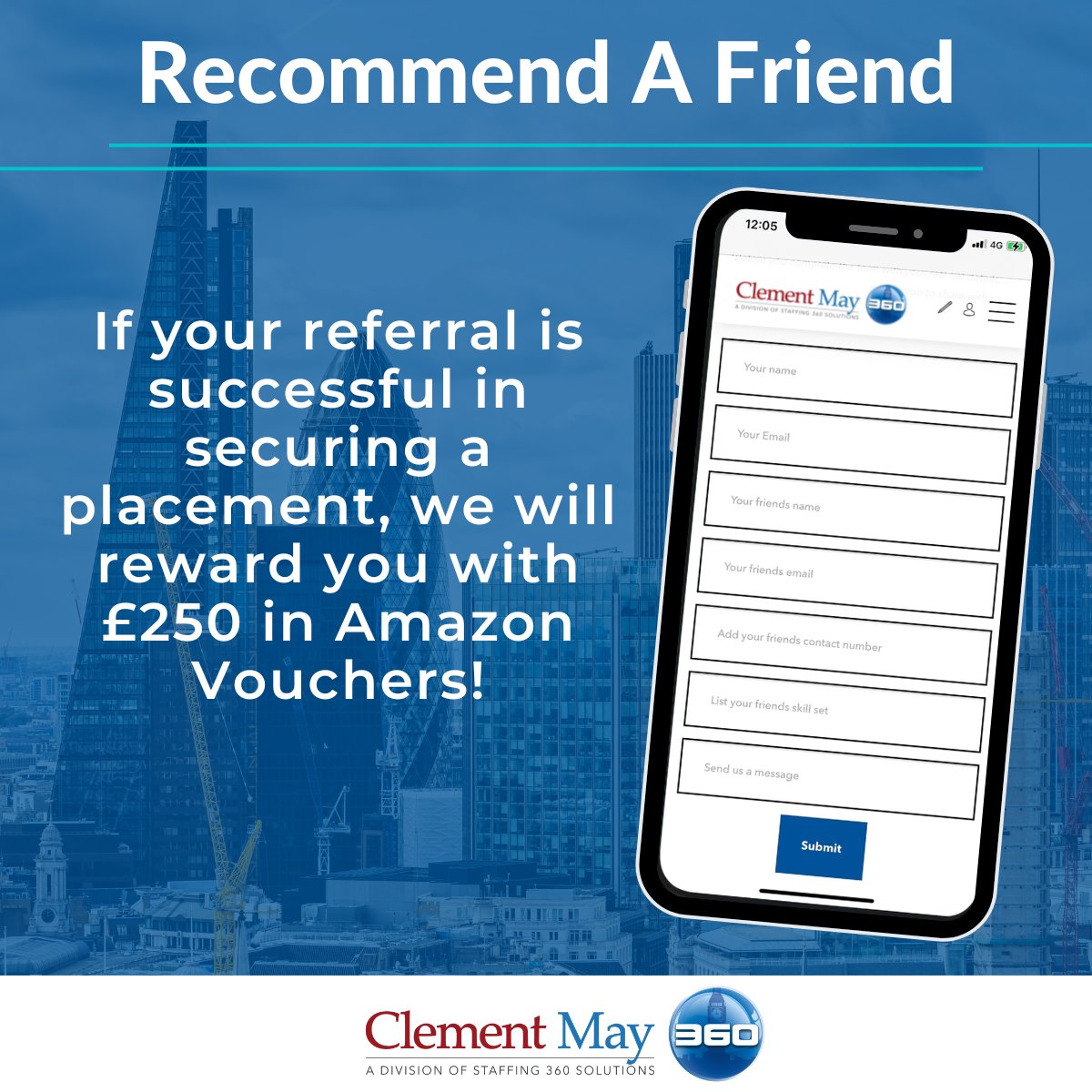 ClementMay's tweet photo. Here at Clement May, we value your recommendations! If you have a friend or family member who would be a perfect fit for one of our roles, why not contact us by filling out the form on our website?

#hiring #recruitment #clementmay https://t.co/uM1uiZ89J5