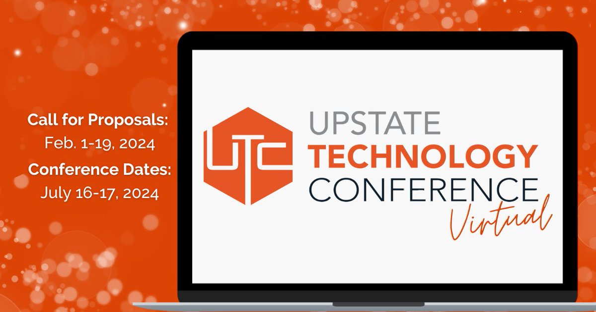 upstatetech's tweet image. Call for proposals begins on February 1. Have you brainstormed your session title and description? #SCed #2024utc
