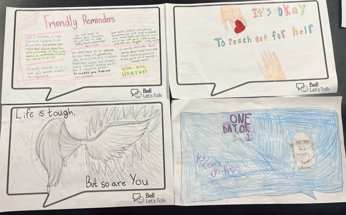 Positive messages from 7-4 students to start our Wellness Wednesday! <a href="/mpipanthers/">MPI</a> #BellLetsTalkDay <a href="/NLSchoolsCA/">NLSchools</a>