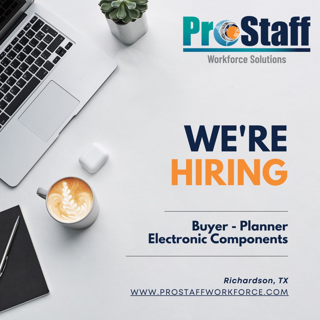 ProStaff is looking for a talented and experienced Buyer in Electronic Components for our client, a 46-year-old, 200-person privately-owned company located in Richardson, Texas.

#hotjobs #hiring #recruiting #staffing #newjob #career #TXjobs #electronicsjobs #buyerjobs