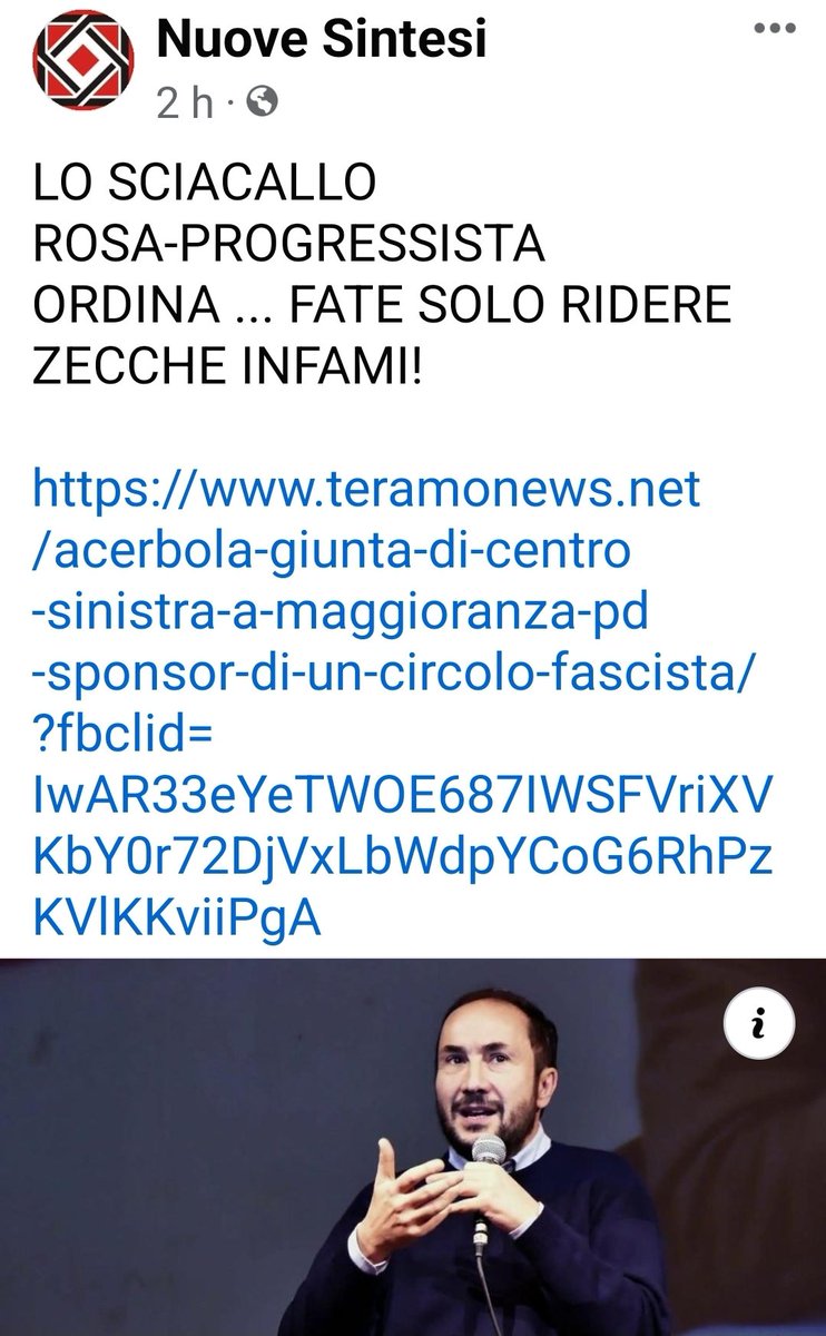 maurizioacerbo's tweet photo. Ieri ho segnalato che nel #giornodellamemoria nella biblioteca del Comune di #Bellante (Te) un'associazione fascista terrà una conferenza. Confermando mia accusa mi danno della "zecca", espressione che fascisti usano contro comunisti. Il comune è governato dal PD. https://t.co/AXmNPKie4b