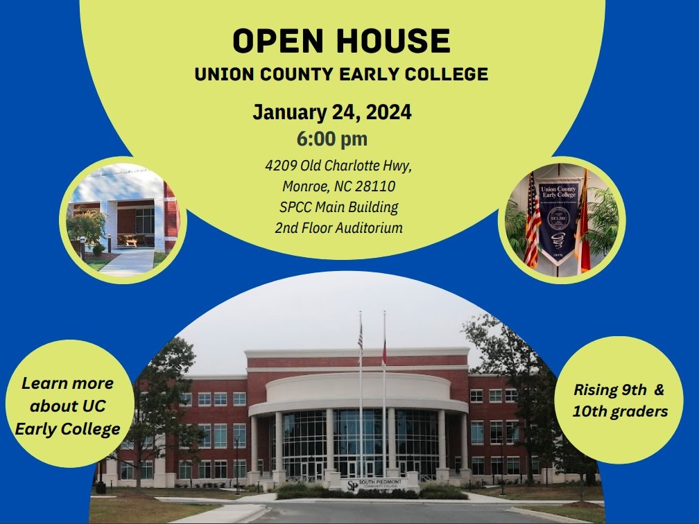 Union County Early College on X: It happens tonight #UCEC Open House! Come  and see if we're the school for you and your student. Talk to admin,  counselors, teachers and learn about
