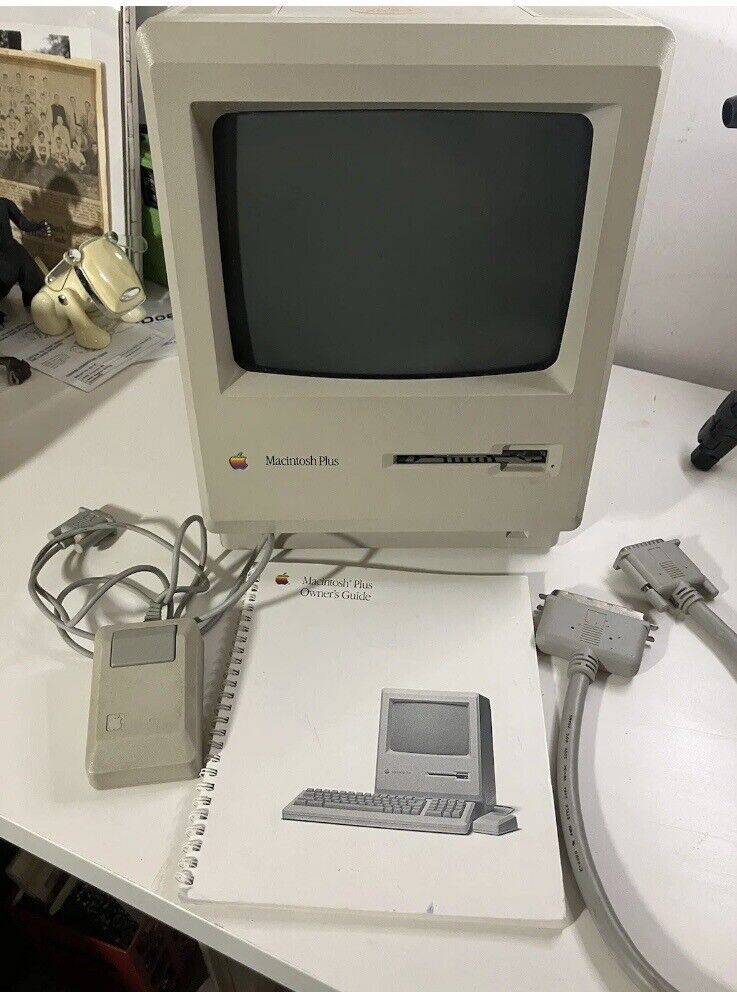 RadioBarz's tweet photo. Vintage Apple Macintosh Plus Desktop Computer, Manual And Mouse, Not Working. For parts or collectors. Auction ends today. | eBay https://t.co/efNMLtGxeh https://t.co/o24QJlWd4p