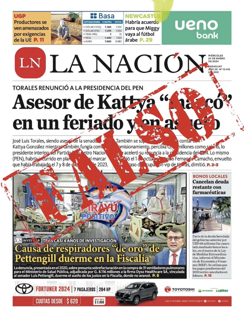 No daremos cabida a esta campaña de persecución deshonesta y malintencionada. 

Seguiremos trabajando firmes por la conquista de un Paraguay mejor para todos.