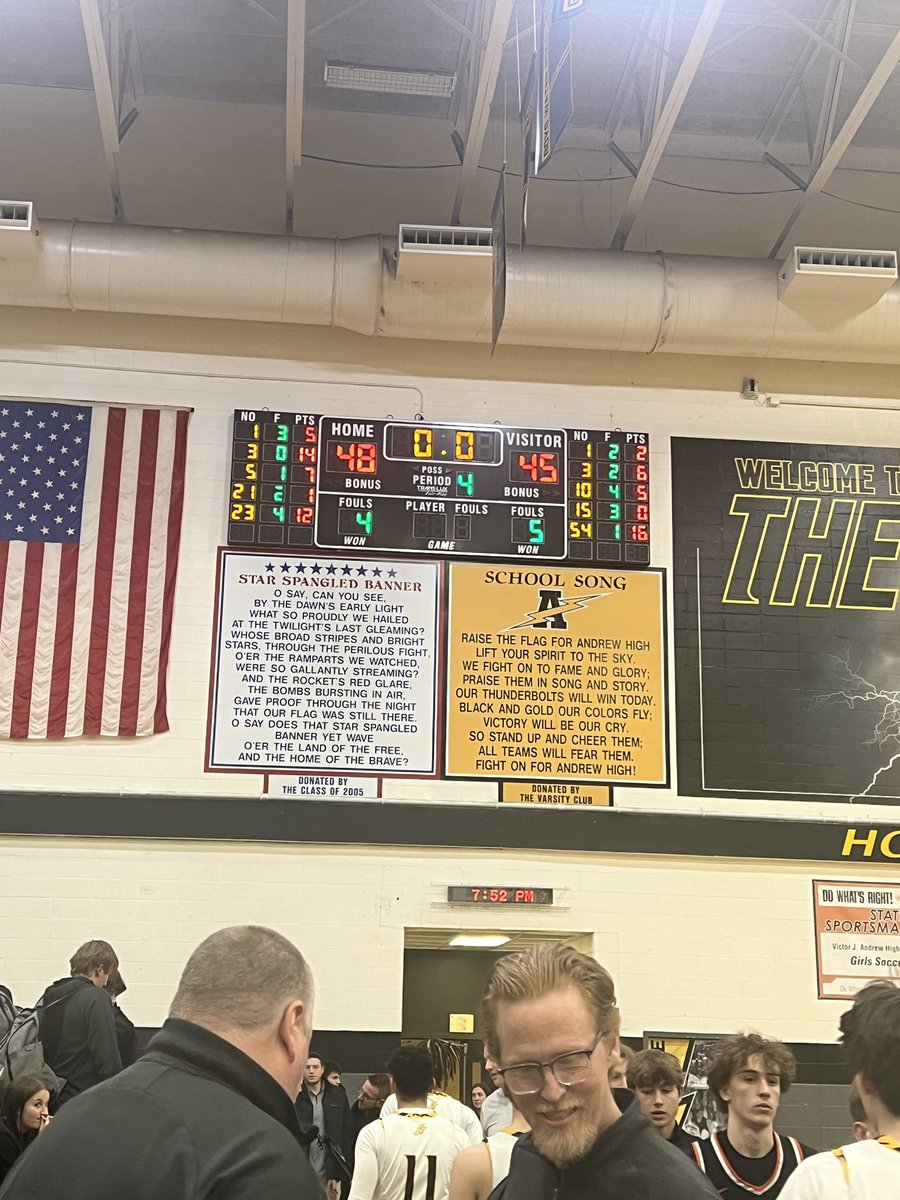 View from the scorers table of last nights <a href="/tboltbasketball/">Andrew Basketball</a> game. These boys battled till the end and can out with a win. Great job boys!