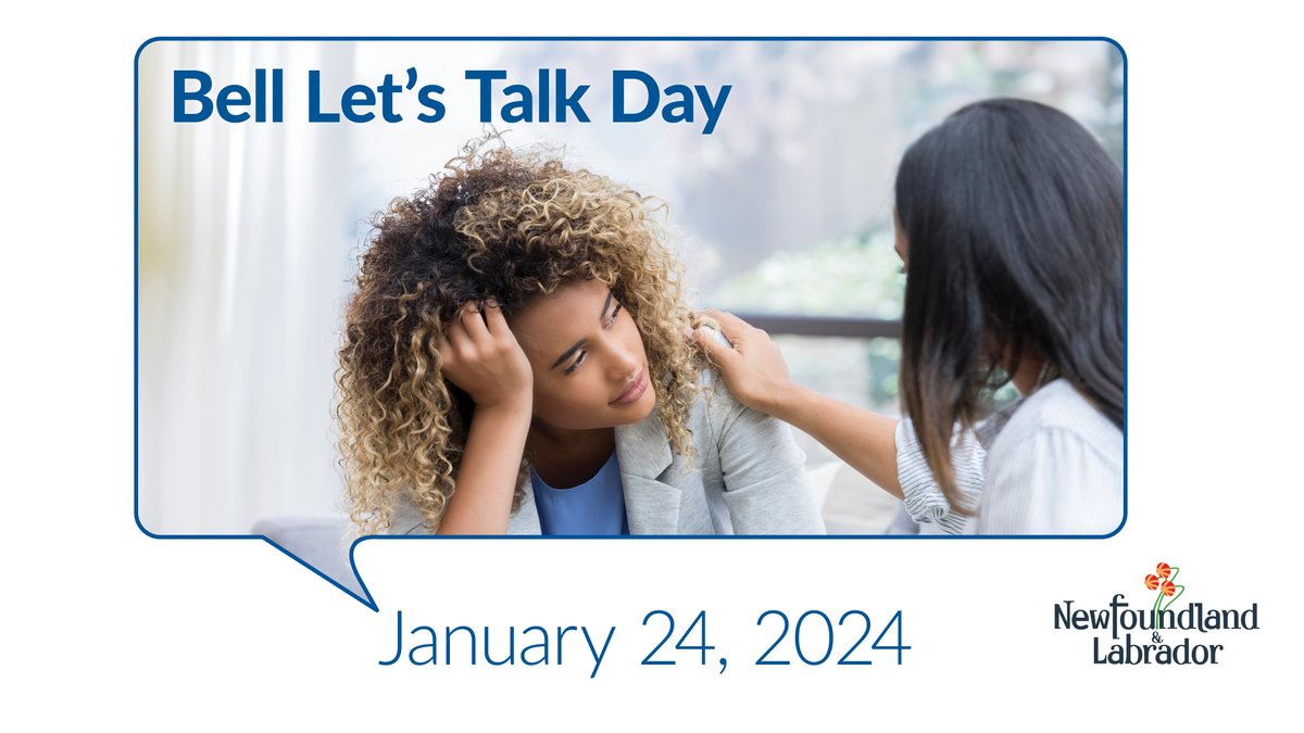 HCS_GovNL's tweet photo. Today, on #BellLetsTalk Day, we’re highlighting the need to fuel dialogue to help reduce stigma, promote a greater understanding of individuals experiencing mental illness, and promote necessary support services and resources across our province. https://t.co/wdjUakmyP7