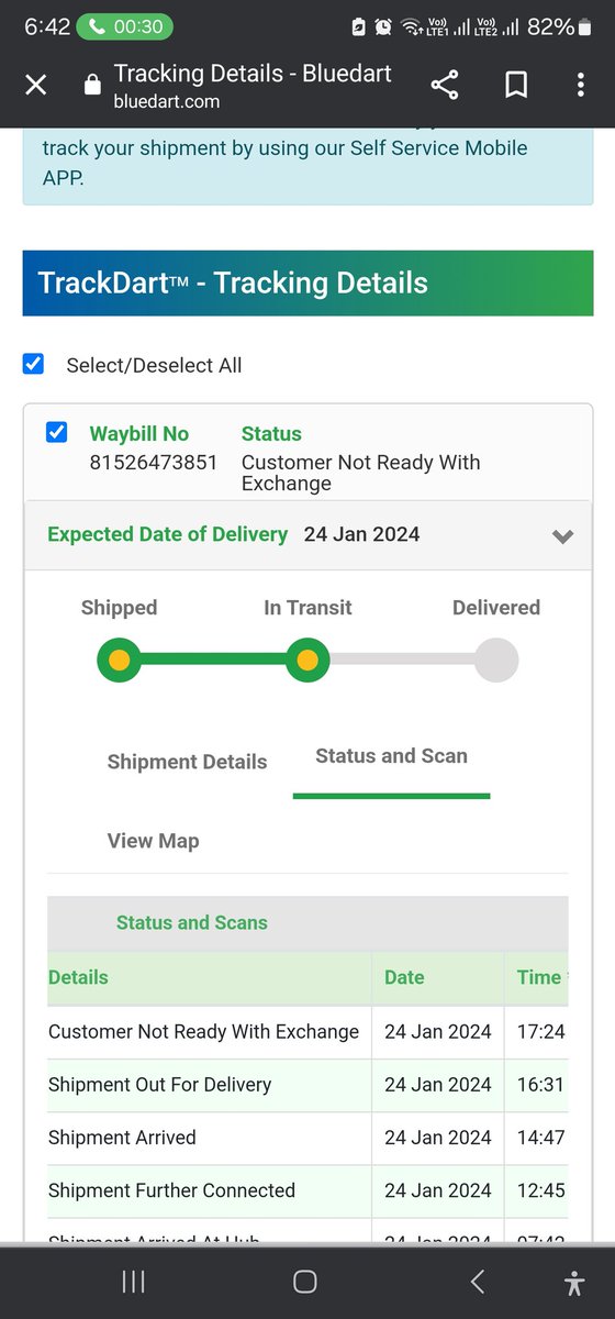ashuash17's tweet photo. @BlueDart_ @BlueDartCares @SamsungIndia once again without reaching at my place they have mentioned customer is not ready for exchange. Is this how system works for  you guys? I need to escalte this. The delivery guy not even bothered to call me https://t.co/SDXy10E8Fw