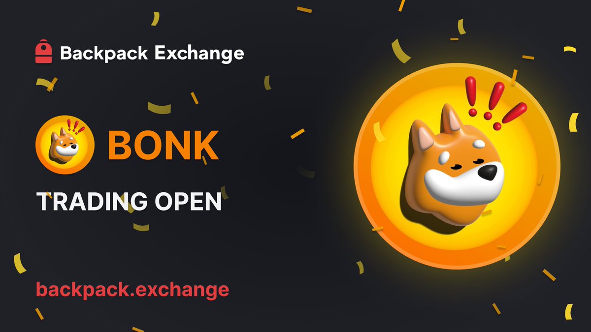 Backpack's tweet photo. BONK is now trading on Backpack Exchange – https://t.co/urEaRfXmej https://t.co/YHyvL0FVGY