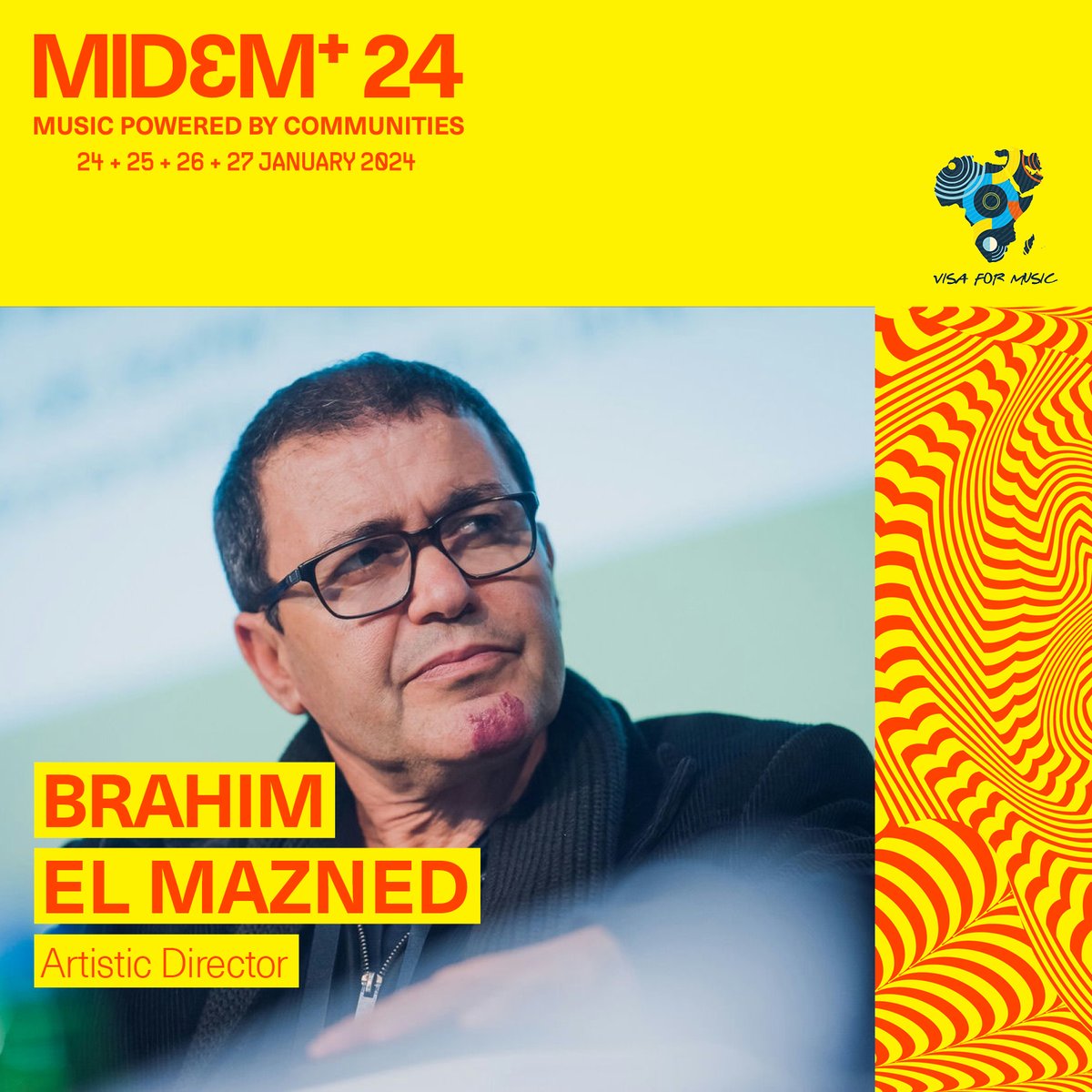 midem's tweet photo. 🎶📣 New MIDƐM+24 Speaker: Brahim El Mazned, Artistic Director,  @VisaForMusic, will be one of the expert invited at the MIDEM+24 Experience 😍!

Find out more about the talks and the speakers 👉 https://t.co/9Cxgsd6ULx https://t.co/Qbn1rzgs9C