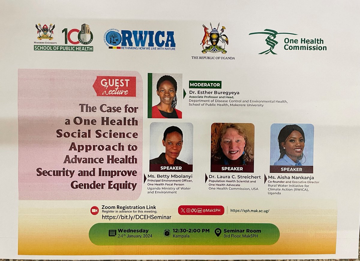 Today! The Case for a One Health Social Science Approach to Advance Health Security and Improve Gender Equity Guest lecture at Makerere University. lnkd.in/eqXJupMu