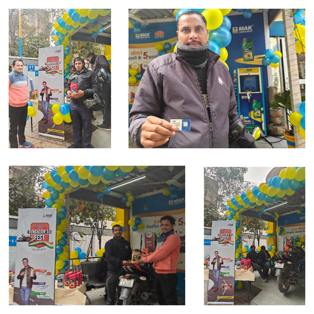 DelhiBpclRetail's tweet image. BPCL Foundation Day fest commenced with highly spirited customers and DSMs/DSWs of our BPCL parivar. Get Rs. 75 worth of petrol on purchase of MAK 4T at our forecourts and avail free oil change facilities
@BPCLimited @BPCLRetail @MIHIRJOSHI1972 @shivaji071084 
#MAKmakesitpossible