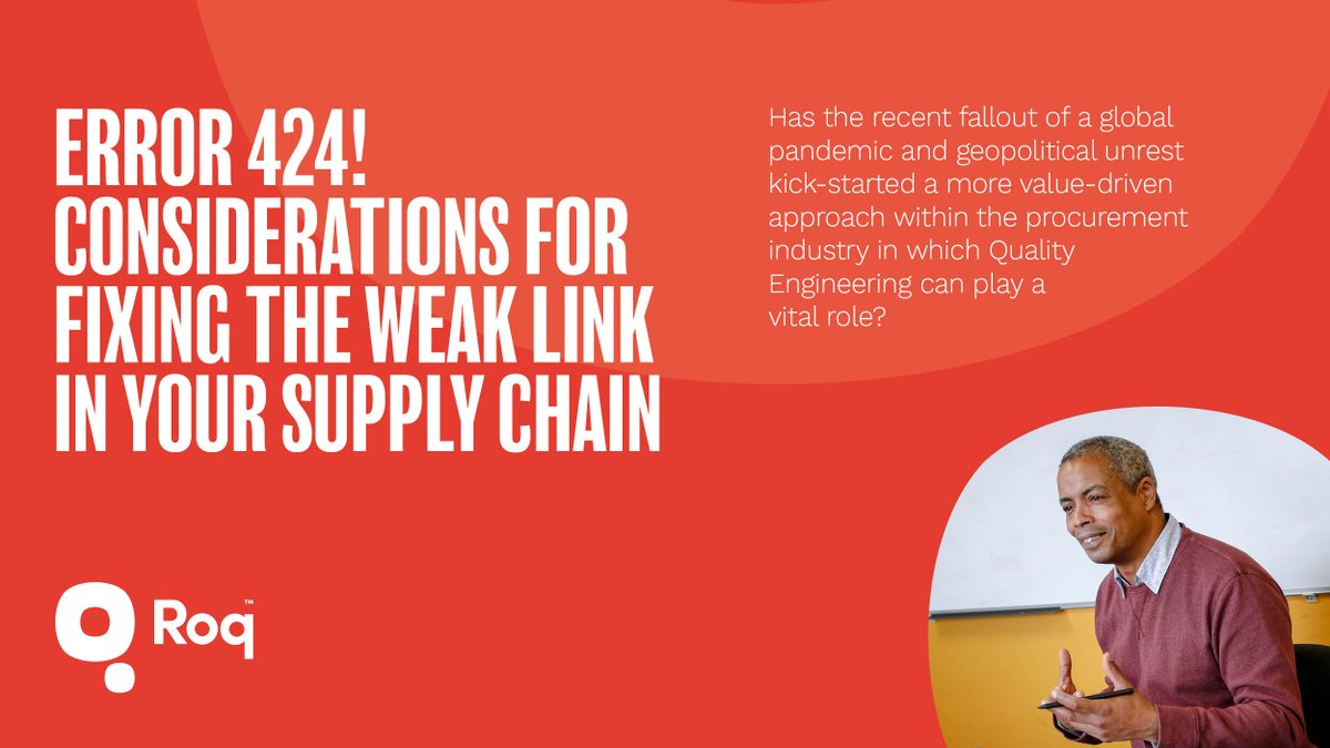 ROQTALK's tweet photo. Has fallout of the global pandemic and geopolitical unrest kick-started a more value-driven approach within the procurement industry in which Quality Engineering can play a vital role? 

https://t.co/d8zBhl2Uko

#QualityEngineering #Procurement #LikeNoOther #Roq #Techsupplychain https://t.co/lXd4cEUwJN