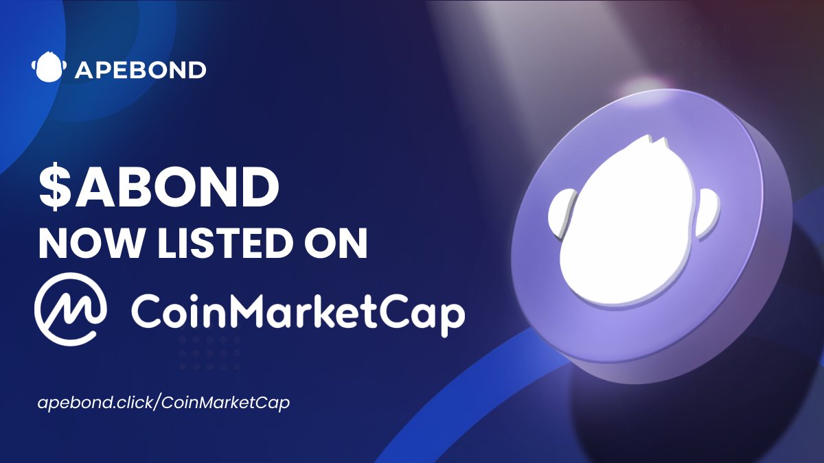 ApeBond (@apebond) on Twitter photo 🎉 $ABOND is now on <a href="/CoinMarketCap/">CoinMarketCap</a>!
🔹 coinmarketcap.com/currencies/ape…
Join the celebration with a Like ❤️ & Retweet 🔄
#ABOND $ABOND #CoinMarketCap 🎉 $ABOND is now on <a href="/CoinMarketCap/">CoinMarketCap</a>!
🔹 coinmarketcap.com/currencies/ape…
Join the celebration with a Like ❤️ & Retweet 🔄
#ABOND $ABOND #CoinMarketCap
