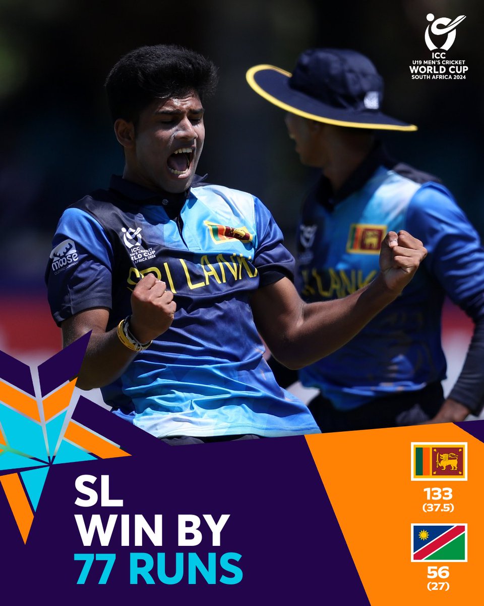 cricketworldcup's tweet photo. Sri Lanka fight back after being dismissed for 133, and have bowled out Namibia for their second-lowest #U19WorldCup total ๐ฏ
#SLvNAM https://t.co/nWPWwKuaA6