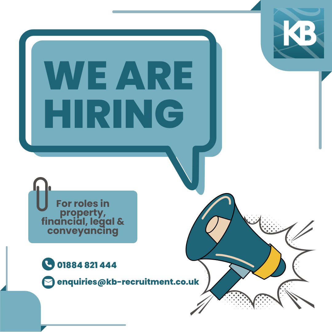 If you are looking for a role in the #propertysector, or have experience working in #finance or #legal and #conveyancing visit our website today!

kb-recruitment.co.uk