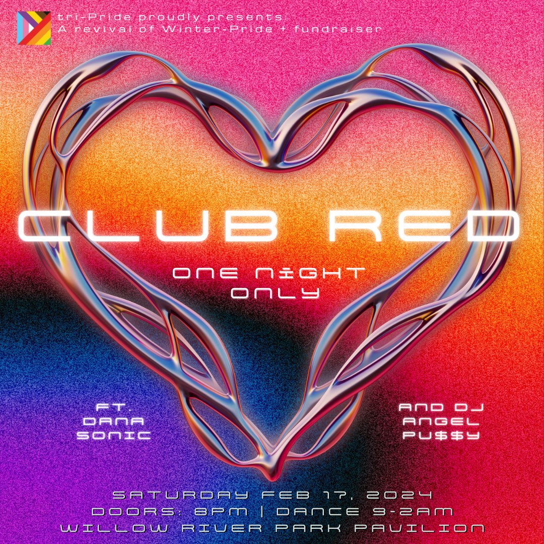 Your queer comrades at tri-Pride have been cooking up a night of joy, celebration, community &amp; love! 

And guess what? You and your chosen people are all invited to: 

💗 CLUB RED 💗

Get your pass: bit.ly/3NXGcMr