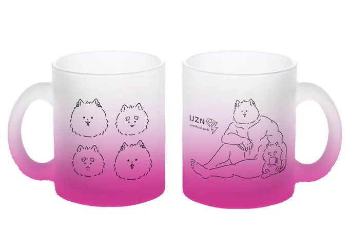 会場限定ノベルティはポメ宇善のフロストマグカップ※画像はイメージです フロストガラス(磨りガラス)の330mlマグ カラーはピンクのみ。