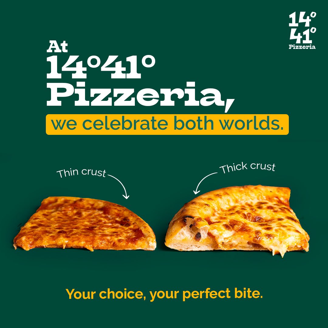Thin crust crunch or thick crust comfort, which team are you on? 😋

We have the best of both worlds, try them now! 

#1441 #1441Pizzeria #thincrustpizza