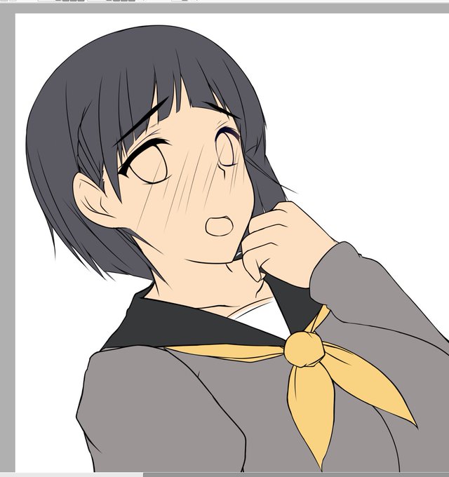 シーン後半戦の線画作業の息抜きに差分用の表情線画をカキカキしてたんごw〆(‾・ω・‾)b 