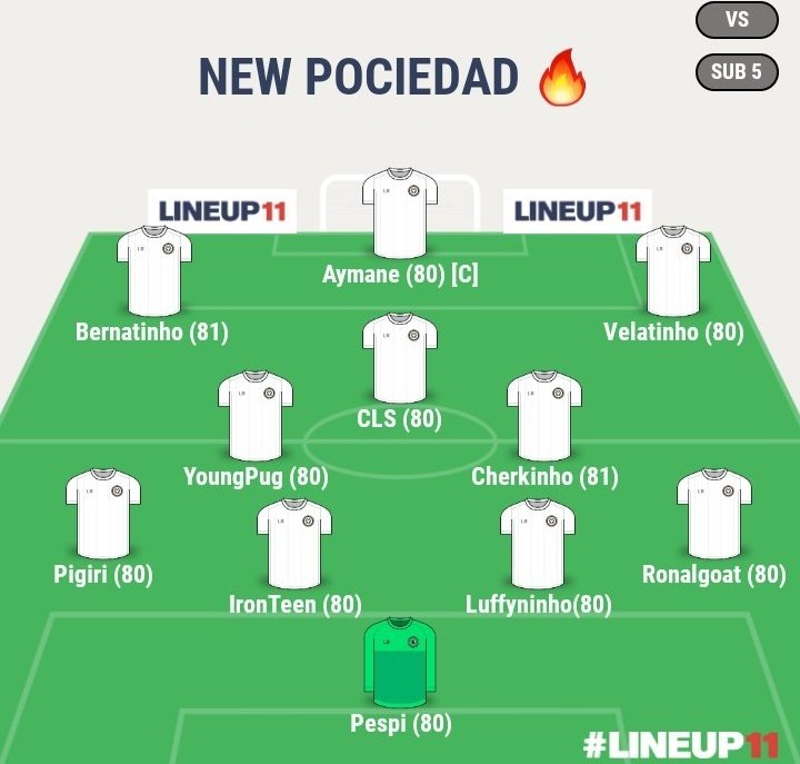 ❗️Le XI du Peal Pociedad pour affronter le Papoli SC.

[<a href="/PEAL_POCIDAD_RP/">𝑷𝒆𝒂𝒍 𝑷𝒐𝒄𝒊𝒆𝒅𝒂𝒅</a>]