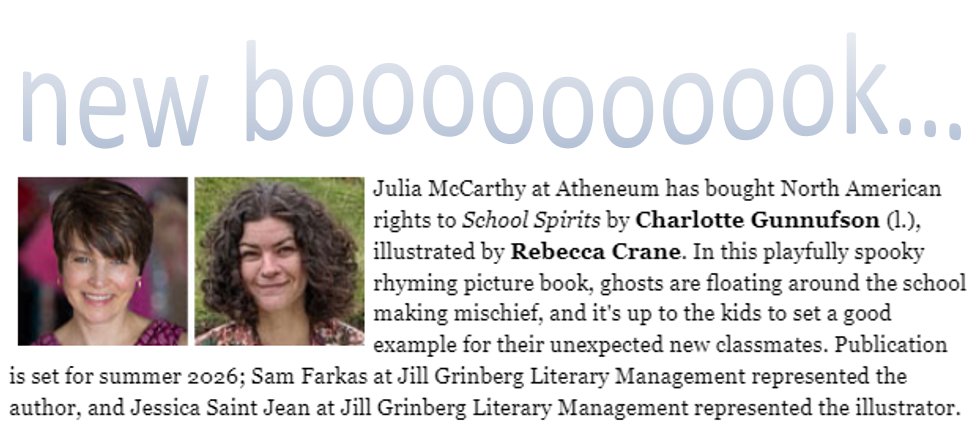 SCHOOL SPIRITS! Floating in with tons of spooky fun in 2026! Thank you Julia McCarthy <a href="/thejumbles/">Julia McCarthy</a> at Atheneum <a href="/SimonKIDS/">Simon Kids</a>, agent @SamBFarkas at <a href="/JillGrinbergLit/">Jill Grinberg Literary</a>, illustrator Rebecca Crane and her agent <a href="/saintleighjess/">Jessica Saint Jean</a>! #kidlit #picturebook #literacy