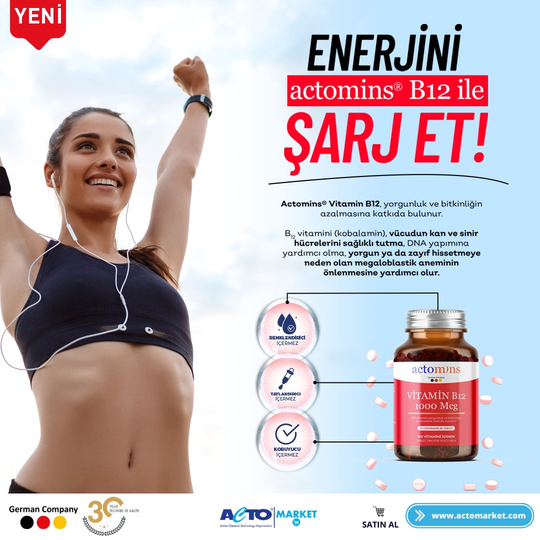 actomarket's tweet photo. ⚡Enerjini Actomins B12 ile şarj et!⚡
Yeni ürünümüz Actomins Vitamin B12, stoklarımızda! 
Şimdi tanışın ve enerji dolu günlerin tadını çıkarın. 💪🚀
#ActominsB12 #EnerjiniŞarjEt  #vitaminb12  #YeniÜrün

https://t.co/9SSQd3QT5E https://t.co/izPVvs625D