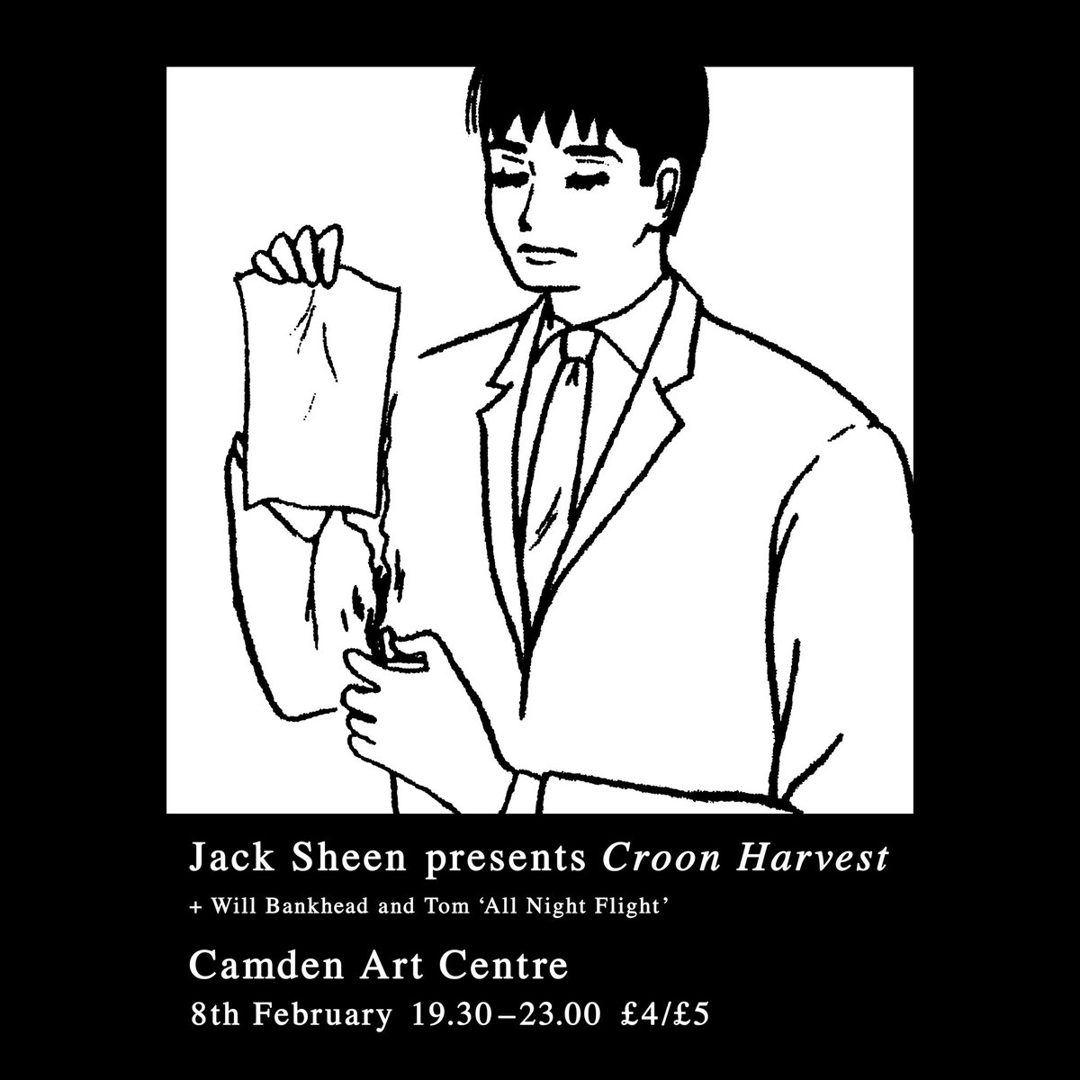 • @Jackfsheen presents Croon Harvest @CamdenArtCentre A performance-installation for 16 voices, field recordings, and white noise by Jack Sheen Camden Art Centre • doors 19:30–23:00 • performance 20:00-21:00 precisely • £4/£5 Performed by Musarc and Kantos.