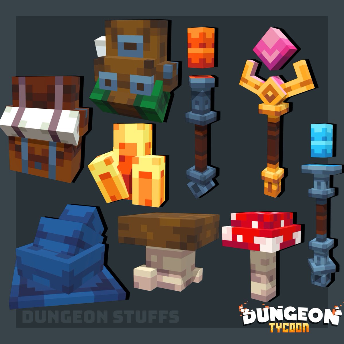Fla_s_h_'s tweet photo. Dungeon Stuffs. Made in #blockbench for
@LunheimStudios

#minecraft #lowpoly #model #pixelart https://t.co/Z6DJt3mN1I