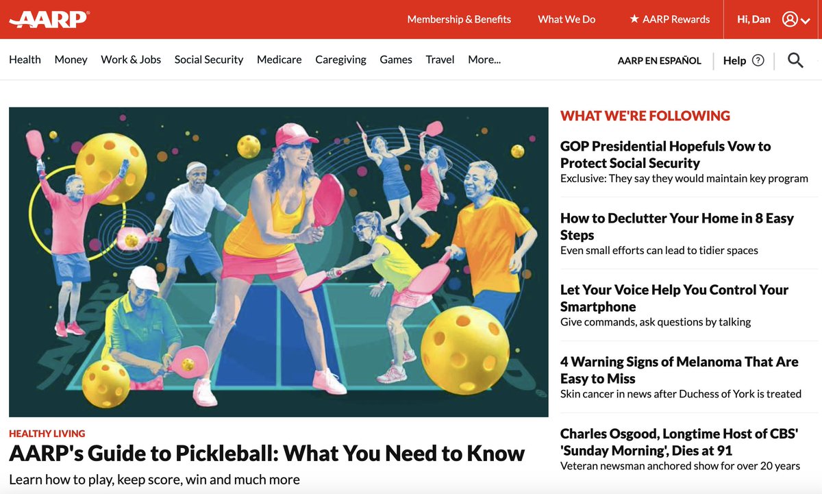 Lovely <a href="/AARP/">AARP</a> homepage this a.m. So much content to help you strengthen your health and money + make life easier.