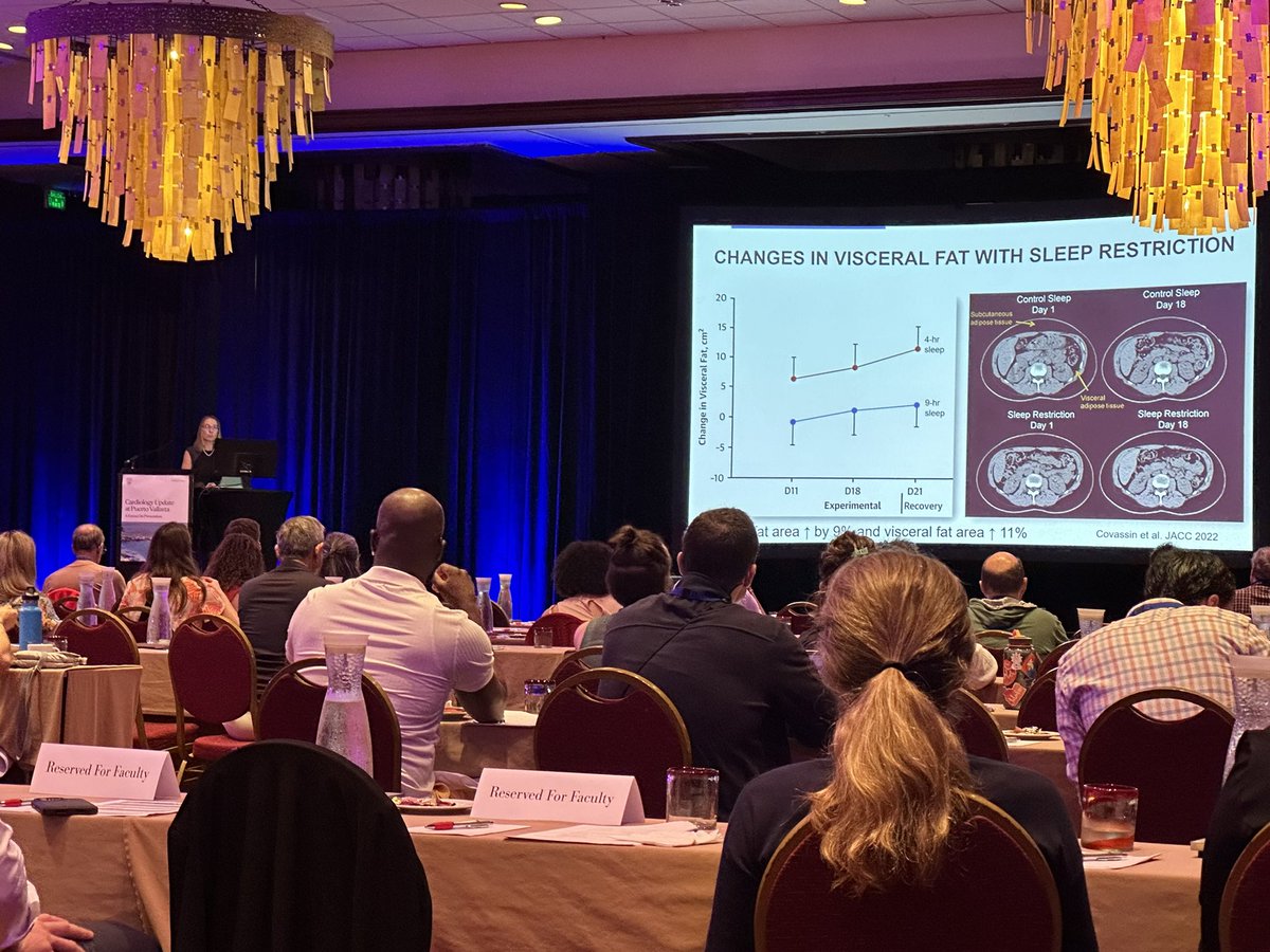 Dr. Anna Svatikova @MayoClinicCV Cardiology in #PuertoVallarta: patients randomized to sleep deprivation experienced weight gain, with both subQ and visceral fat ⬆️; also experienced ⬆️ in nightly SBP. I haven’t had enough sleep since residency 🙈 I need a sleep Rx!