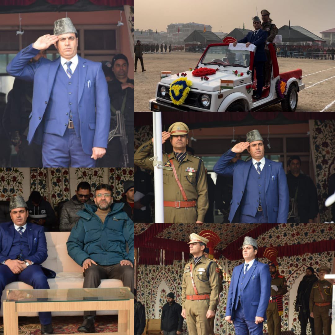 Additional District Development Commissioner, (ADDC) Bandipora, Mr.Mohammad Ashraf Bhatt,JKAS, unfurls National Flag and took salute on the occasion of full dress rehearsal for upcoming Republic Day celebrations at main function held at SK stadium, Bandipora .