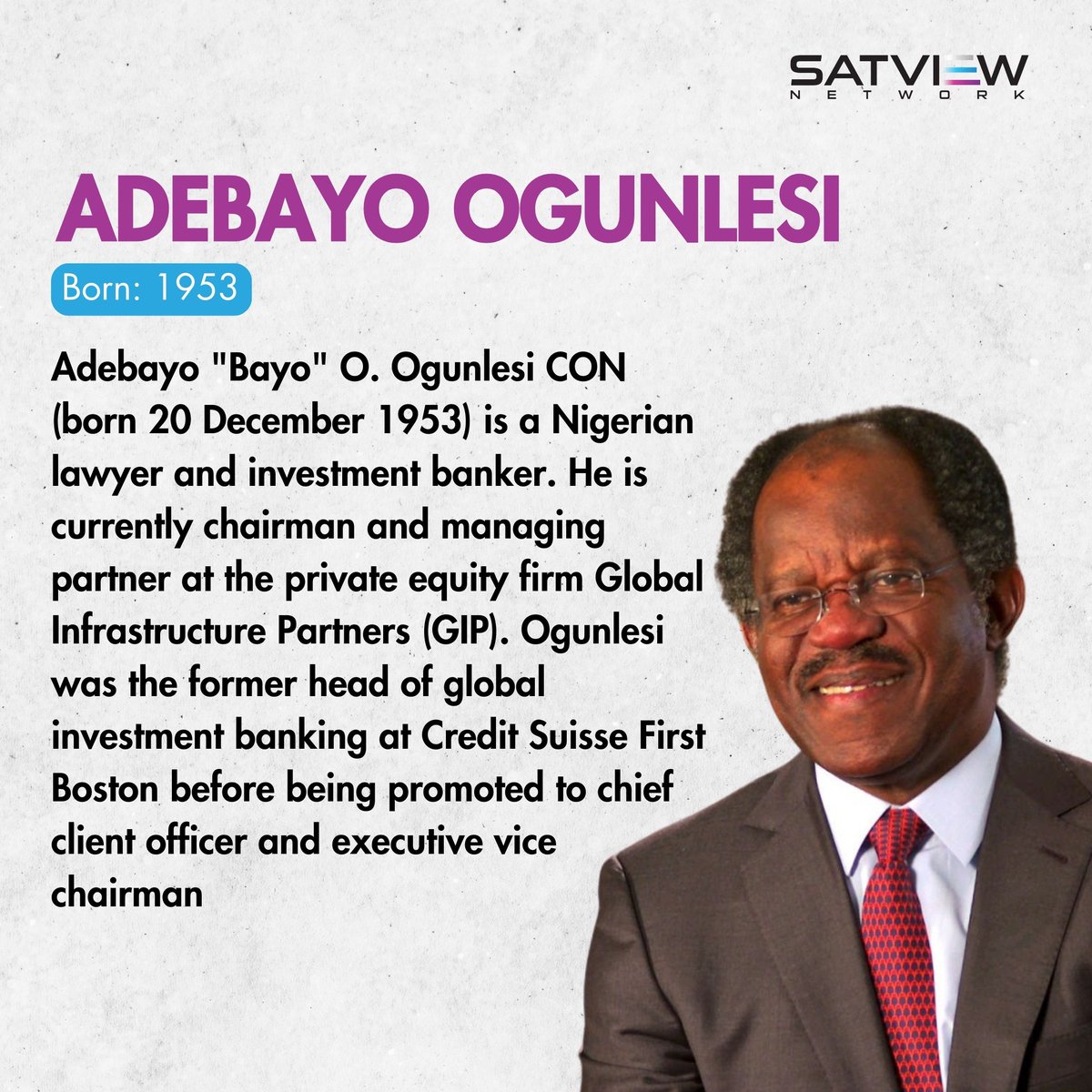 freeflixplus's tweet photo. Adebayo Ogunlesi: Pioneering Leadership and Unparalleled Vision in the Business World. Our Business Person of the Week

#satviewnetwork #business #businessman #finance https://t.co/Gh9ydUmVp8
