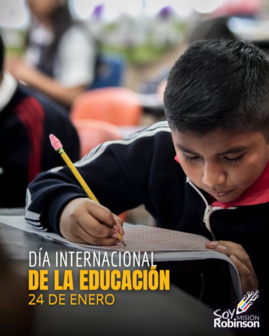 #Hoy|El 24 de enero se celebra el Día Internacional de la Educación una fecha proclamada por la (ONU) con el objetivo de concienciar a la población mundial acerca de la importancia de la educación.
#7Transformaciones2030

<a href="/NicolasMaduro/">Nicolás Maduro</a>
<a href="/_LaAvanzadora/">Yelitze Santaella</a>
<a href="/Sociabolivarian/">Lilian Oropeza</a>