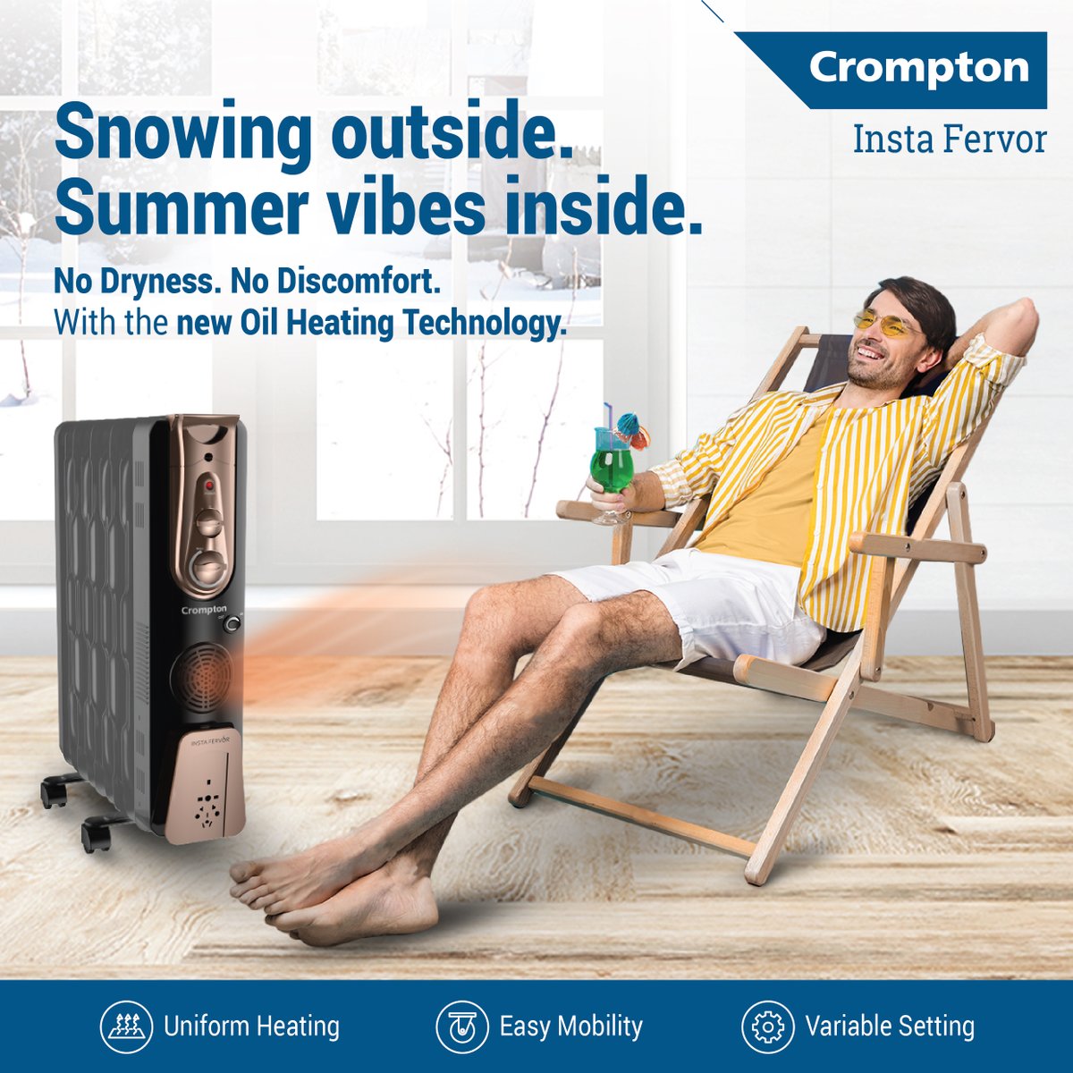 Chasing snowflakes outside but keeping the summer vibes alive inside with Crompton Room Heaters – where warmth meets magic! ❄️🌞 

#RoomHeaters #Crompton #CromptonIndia #WinterGetaway #WinterSeason #Warmth #Comfort