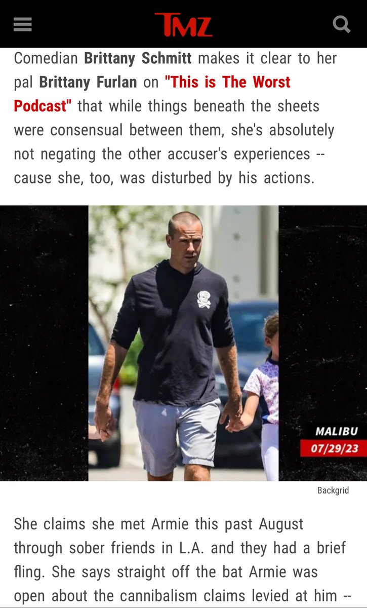 What an Era we live in! Where women can date celebs like Armie Hammer, have completely consensual, adult, private relations, then go to TMZ &amp; “dish on their bedroom kinks”. She met him at A SOBER HOUSE! She should be ashamed of herself. NOTHING is private anymore. Clout is king