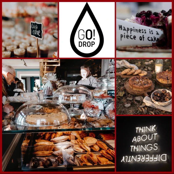Go!Drop® is a healthier fat that is better for you, it works in bakery to
- replace butter and shortenings,
- enhance chocolate fillings instead of cocoa butter or palm oil
Yummy = responsible indulgence. Image is a collage of cakes and baked goods with the logo for Go!Drop® front and centre